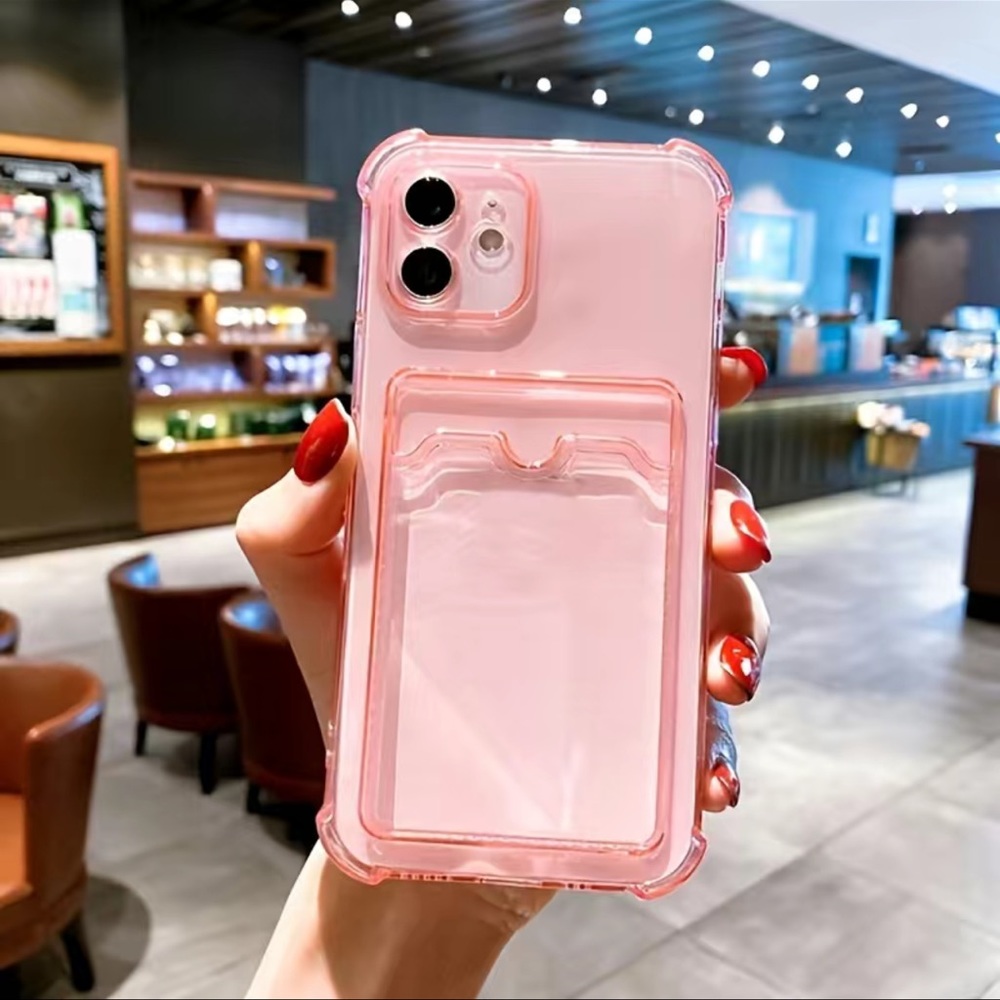 Blush Pink Clear Cardholder Case for iPhone 13 Pro Max New